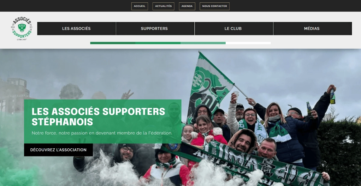 Page accueil Associés supporters stéphanois réalisation agence web Artdim Page accueil Associés supporters stéphanois réalisation agence web Artdim