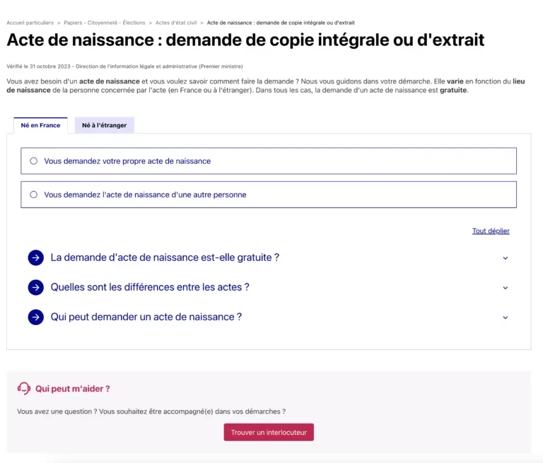 Fiche acte de naissance co-marquage service public.fr