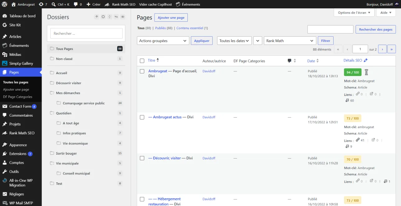 Liste des articles publiés sur le site d'une commune sous WordPress avec suivi SEO Rank Math Liste des articles publiés sur le site d'une commune sous WordPress avec suivi SEO Rank Math