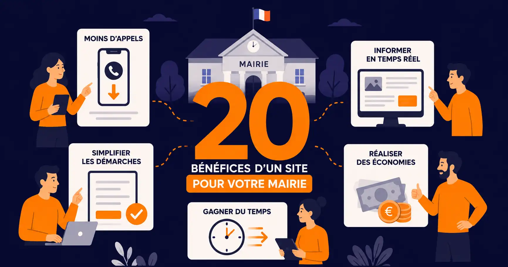 Nous contacter (2) Illustration des 20 bénéfices concrets d'un site internet optimisé pour une mairie